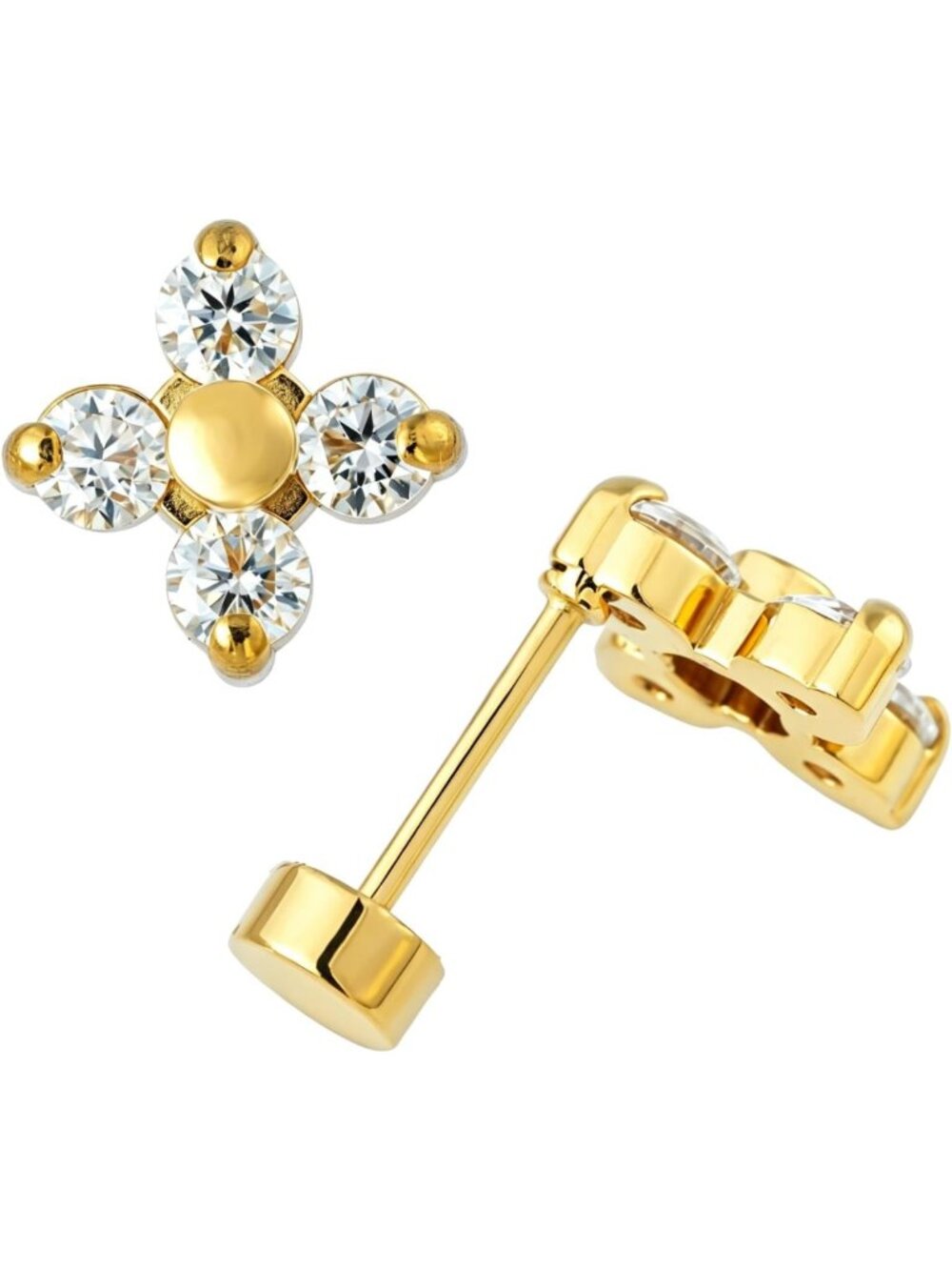 Elegant Moissanite Stud Earrings, 18K Gold Plated, Screw-Back, Perfect Gift